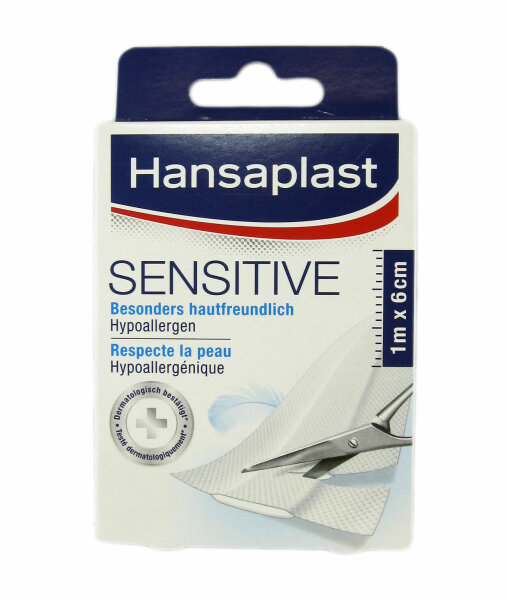 Hansaplast Sensitive 6cm x 1m, besonders hautfreundlich, Hypoallergen